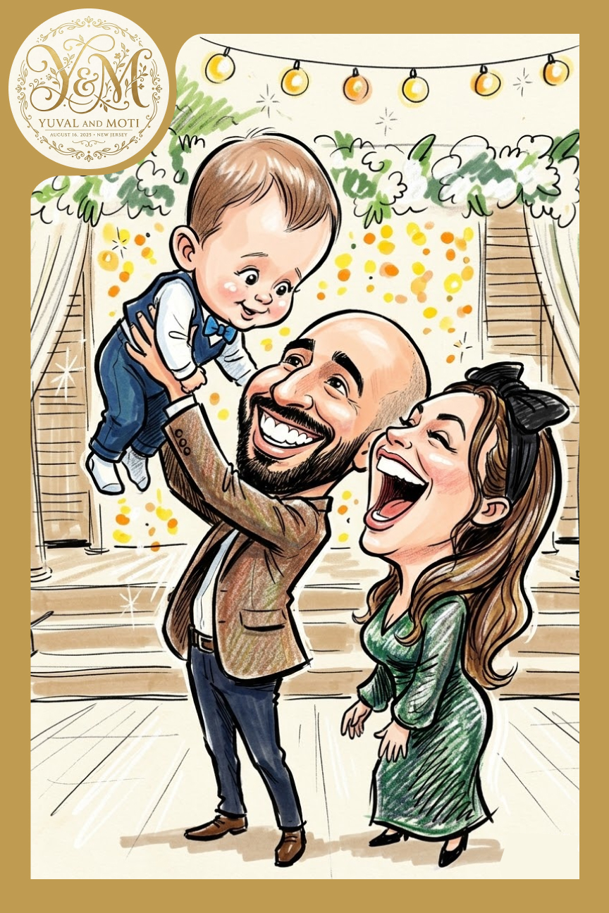 Wedding caricature — family